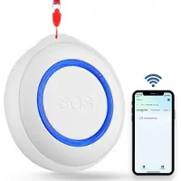Gologi Alarme personnelle - Slim - Bouton d'alarme sans fil - Bouton d'urgence - Personnes âgées - WIFI - Notification à distance via l'application - blanc