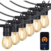 Gologi guirlande lumineuse extérieure et intérieure - Guirlande lumineuse 15M - Eclairage de jardin LED - Eclairage d'ambiance chaud 2700K - Etanche - Eclairage intelligent avec App - Connectable