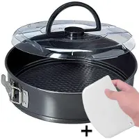 Coock Moule à gâteau avec revêtement antiadhésif - - 24 cm de diamètre - Avec spatule à pâte et livre électronique - Noir
