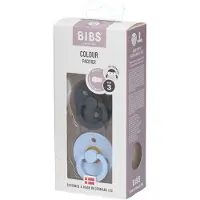 BIBS Colour Natural Rubber Size 3: 18+ months tétine Iron / Baby Blue 2 pcs