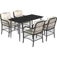 vidaXL Ensemble de jardin 5 pièces avec coussins Noir Poly Rattan