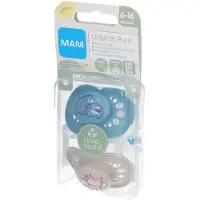 Mam Original Pure Tétines en silicone à motif Bleu-écru 6-16 mois 2 pc(s) Tétine(S)