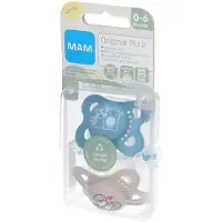 Mam Original Pure Tétines en silicone à motif Bleu-écru 0-6 mois 2 pc(s) Tétine(S)