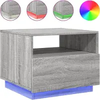 vidaXL Table basse avec lampes LED Gris Sonoma 50x49x40 cm