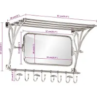 vidaXL Porte-bagages avec cintres et miroir mural aluminium