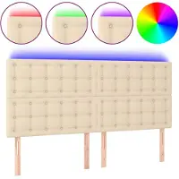 vidaXL Tête de lit LED Crème 180x5x118/128 cm Tissu