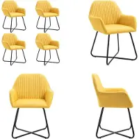 vidaXL Chaises à manger lot de 4 jaune tissu
