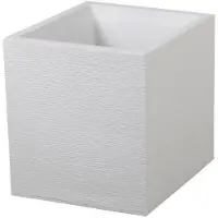 Eda Pot de Plante Carré en Plastique Graphite Blanc - 39 x 39 x 43 cm