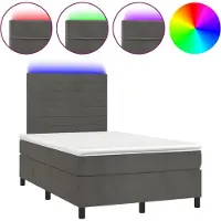 vidaXL Lit boxspring avec matelas & LED gris foncé 120x190 cm velours