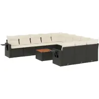 vidaXL Ensemble de 12 canapés de jardin avec coussins noir poly rotin