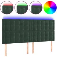 vidaXL Tête de lit LED vert foncé 180x5x118/128 cm velours