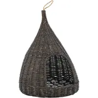 vidaXL Maison pour chats avec coussin Gris 40x60 cm osier naturel Tipi