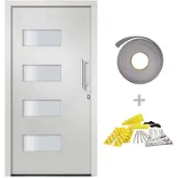 vidaXL Porte d'entrée aluminium et PVC blanc 100x200 cm