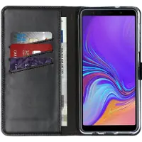 Selencia Étui portefeuille en cuir véritable Samsung Galaxy A7 (2018) - Noir