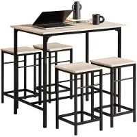SoBuy Table de bar avec 4 tabourets - Moderne - max 120 kg - Noir / Marron