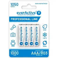 EverActive PROFESSIONAL LINE R03/AAA, Batterie rechargeable Ni-MH 1050 mAh, 4 pièces