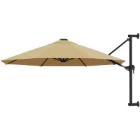 vidaXL -Parasol mural avec pôle métallique 300 cm Taupe