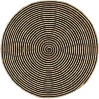 vidaXL Tapis fait à la main Jute avec design de spirale Noir 90 cm