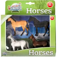 Kids Globe Pferde Set 4-fach sortiert, 1:32, für Bauernhof, Spielzeug Ponys