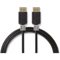 Nedis Displayport cable - DisplayPort male - DisplayPort male - 8K@60Hz - Plaqué or - 2,00 m - Rond - PVC - Anthracite - Boîte