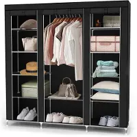 Intirilife Armoire pliable de rangement 150x175x45 Penderie Pliante Camping Rail vêtements