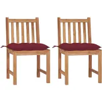 vidaXL Chaises de jardin 2 pcs. avec coussins teck massif