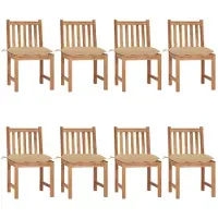 vidaXL Chaises de jardin 8 pcs. avec coussins teck massif
