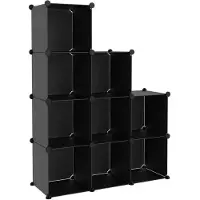 vidaXL Cubes de rangement 9 pcs Noir PP