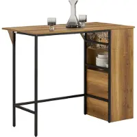 SoBuy Table de bar haute - avec support de rangement et porte-bouteilles - 120 x 63 x 95 cm
