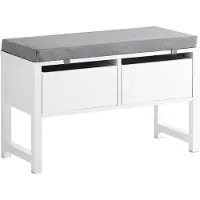 SoBuy Banc de rangement avec assise rembourrée - 2 tiroirs - Max. 150 kg - 72 x 30 x 46 cm - Blanc/ Gris