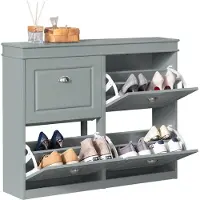 SoBuy Meuble Rangement 4 Abattants Gris pour Chaussures