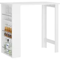 SoBuy FWT17-II-W Table de bar - Table de cuisine haute avec rangement - Table debout compacte pour la cuisine, le salon ou le bar à café - Blanc - 112 x 57 x 106 cm