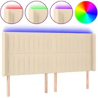vidaXL Tête de lit LED Crème 203x16x118/128 cm Tissu