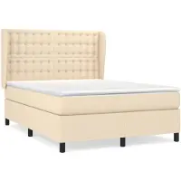 vidaXL Lit boxspring avec matelas Crème 140x190 cm Tissu