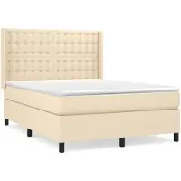 vidaXL Lit boxspring avec matelas Crème 140x190 cm Tissu