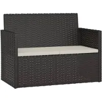 vidaXL Banc de jardin avec coussins Noir 105 cm Poly rotin