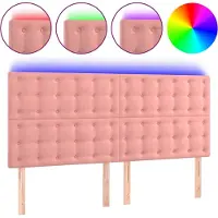 vidaXL LED Tête de lit rose 200x5x118/128 cm velours