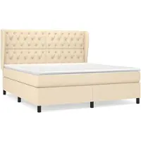 vidaXL Lit boxspring avec matelas Crème 160x200 cm Tissu