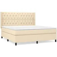 vidaXL Lit boxspring avec matelas Crème 160x200 cm Tissu