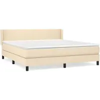 vidaXL Lit boxspring avec matelas Crème 180x200 cm Tissu