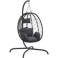 vidaXL Fauteuil suspendu uf avec coussin Anthracite Poly rotin & acier