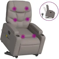 vidaXL Fauteuil de massage avec releveur Taupe Tissu