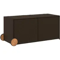 DKD Home Decor Coffre de jardin à roulettes Marron 283L Poly rotin