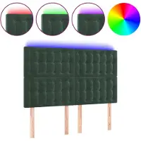 vidaXL Tête de lit LED vert foncé 144x5x118/128 cm velours