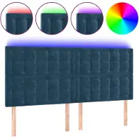 vidaXL Tête de lit LED bleu foncé 160x5x118/128 cm velours