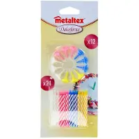 Metaltex Bougies anniversaire x24+12supports assortis blister