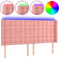 vidaXL Tête de lit LED rose 183x16x118/128 cm velours