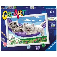 Ravensburger Creart Serie D Classic Kittens In The Hammock Painting Game Vert