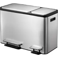 EKO - EcoCasa Recycler Poubelle à pédale 24+12 litres - acier inoxydable plastique - Acier inoxydable mat