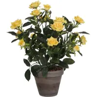Mica Rosier plante artificielle jaune en pot H33